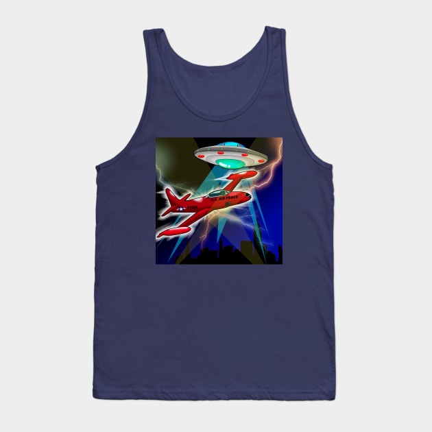 UFO Dogfight Tank Top by lytebound